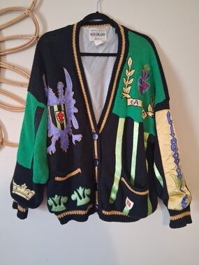 Absolutely No! Jeans vintage women's mens cardigan  Pit 2 Pit 26 Length 30